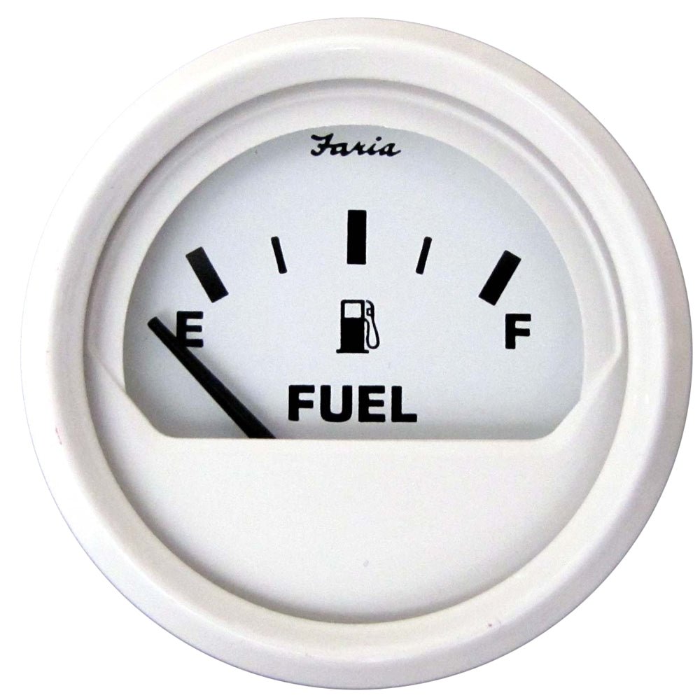 Faria Dress White 2" Fuel Level Gauge (E-1/2-F) [13101] - Houseboatparts.com