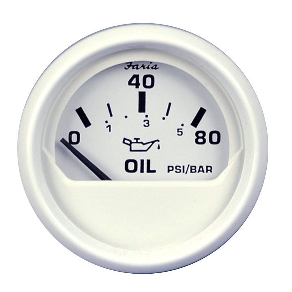 Faria Dress White 2" Oil Pressure Gauge (80 PSI) [13102] - Houseboatparts.com