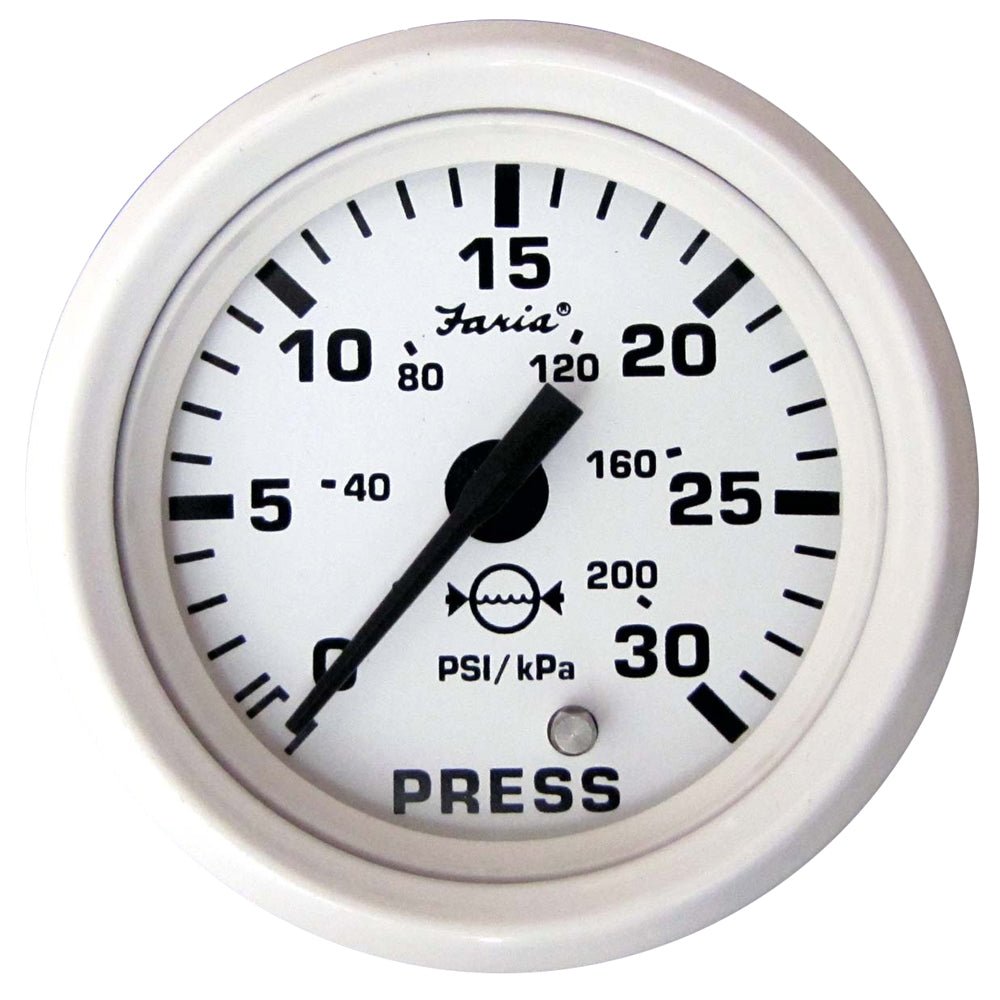 Faria Dress White 2" Water Pressure Gauge (30 PSI) [13108] - Houseboatparts.com
