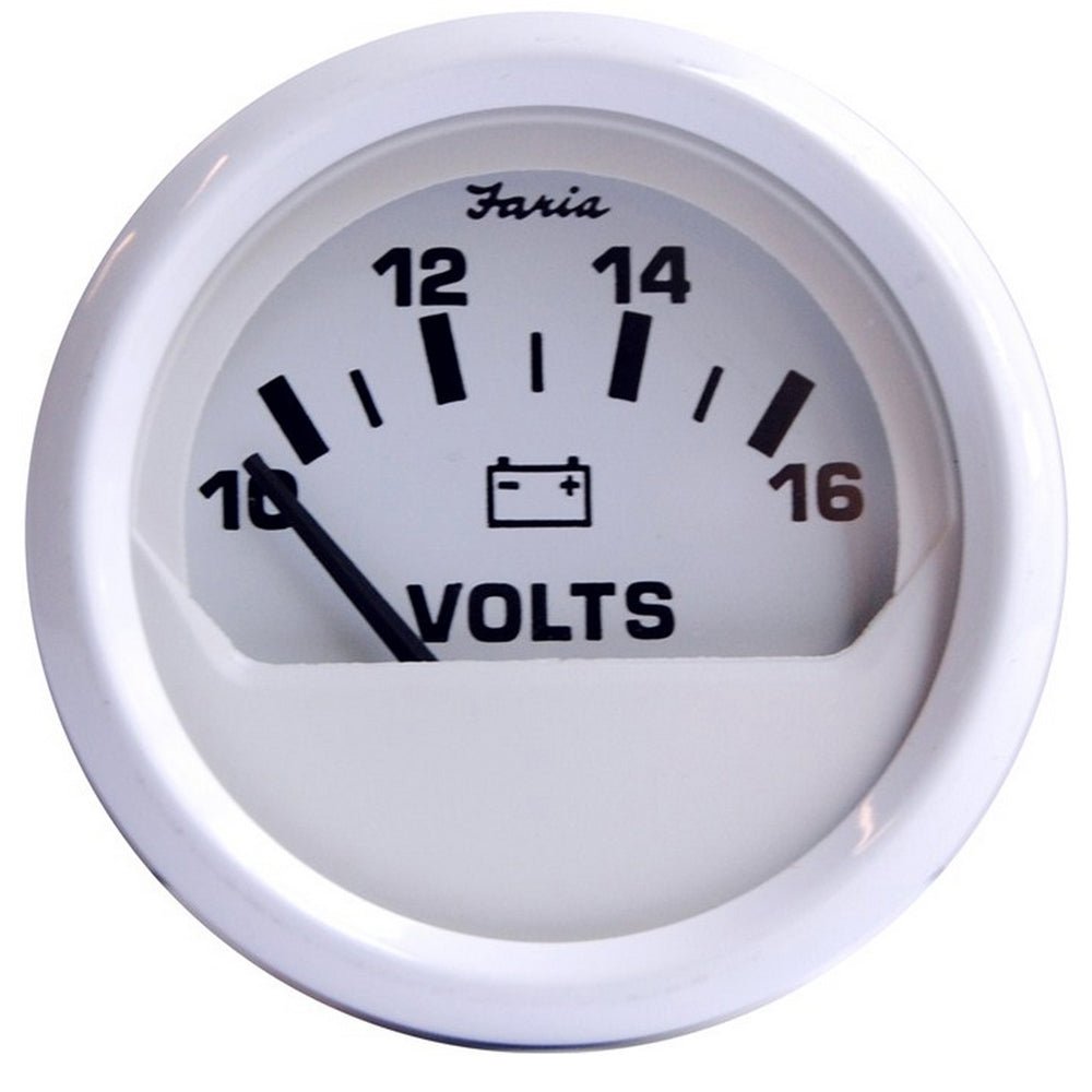 Faria Dress White 2" Voltmeter (10-16 VDC) [13120] - Houseboatparts.com