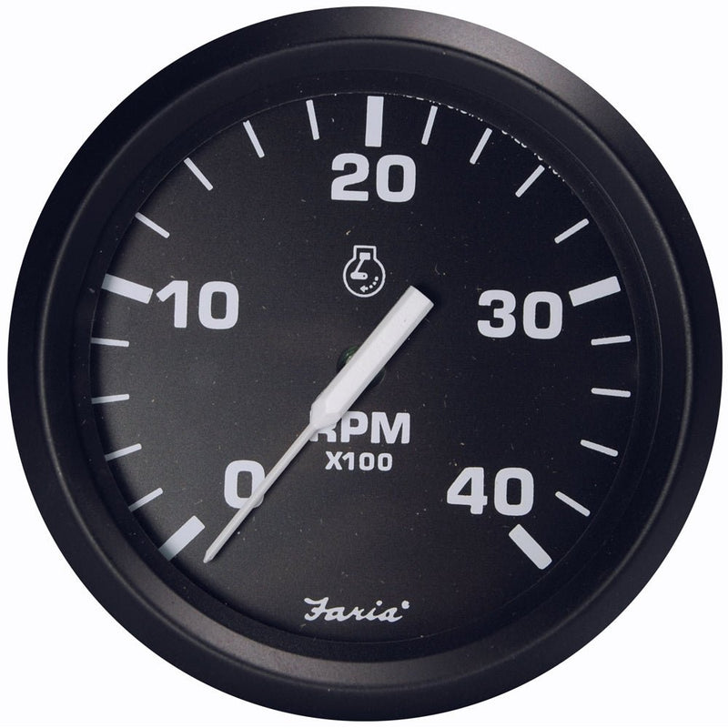 Faria Euro Black 4" Tachometer - 4000 RPM (Diesel - Magnetic Pick-Up) [32803] - Houseboatparts.com