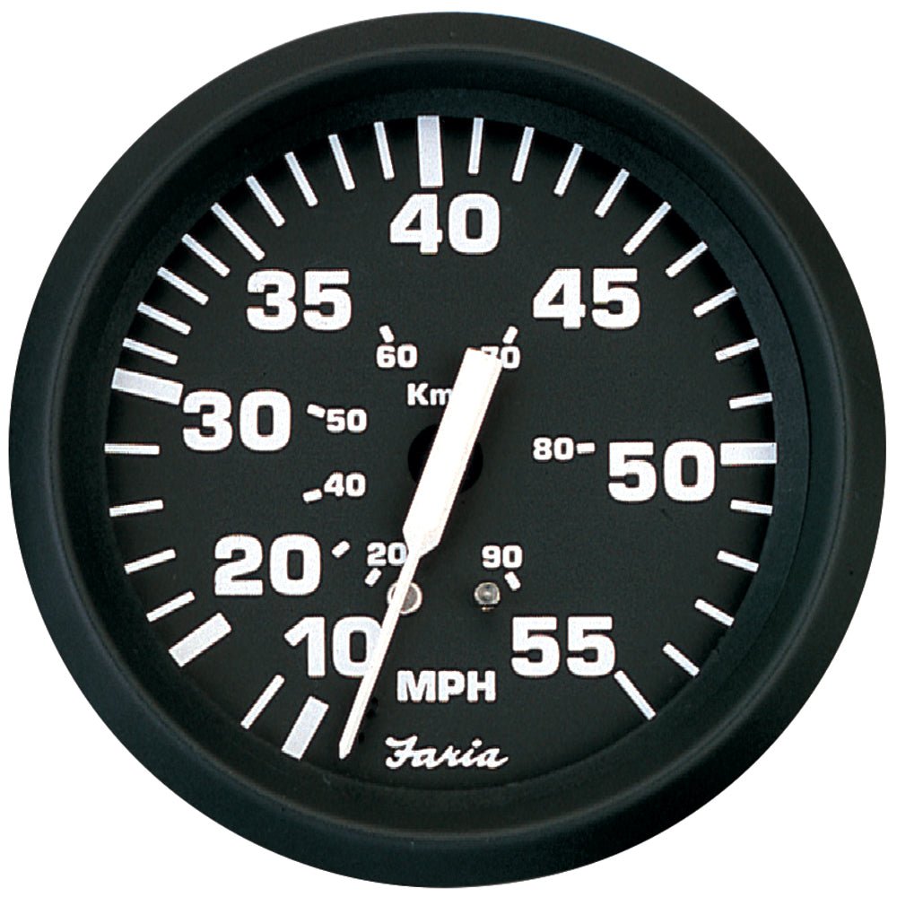 Faria Euro Black 4" Speedometer - 55MPH (Pitot) [32810] - Houseboatparts.com