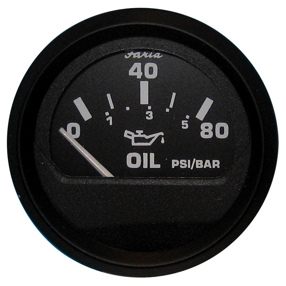 Faria Euro Black 2" Oil Pressure Gauge (80 PSI) [12803] - Houseboatparts.com