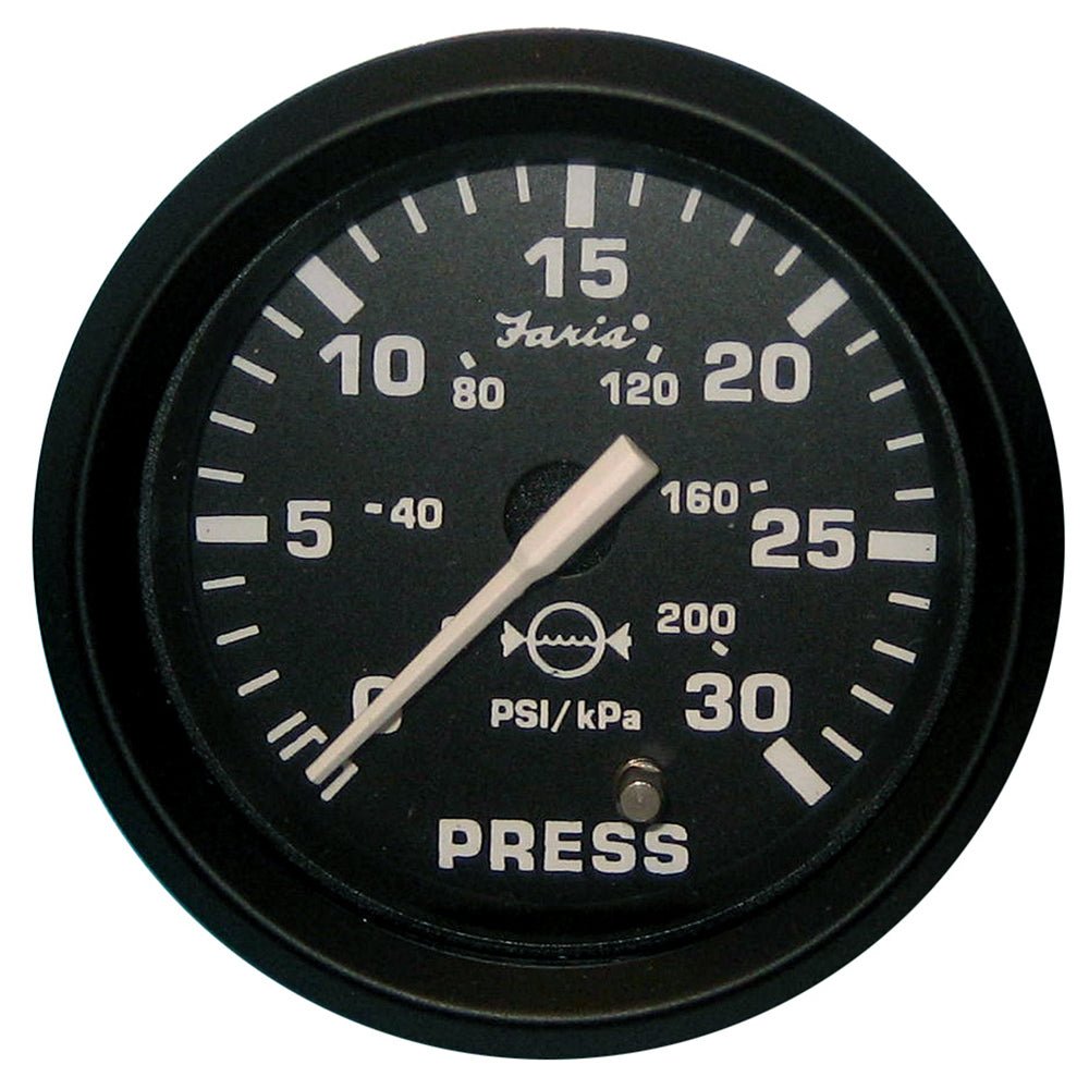 Faria Euro Black 2" Water Pressure Gauge (30 PSI) [12810] - Houseboatparts.com
