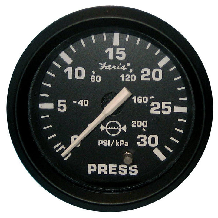 Faria Euro Black 2" Water Pressure Gauge (30 PSI) [12810] - Houseboatparts.com