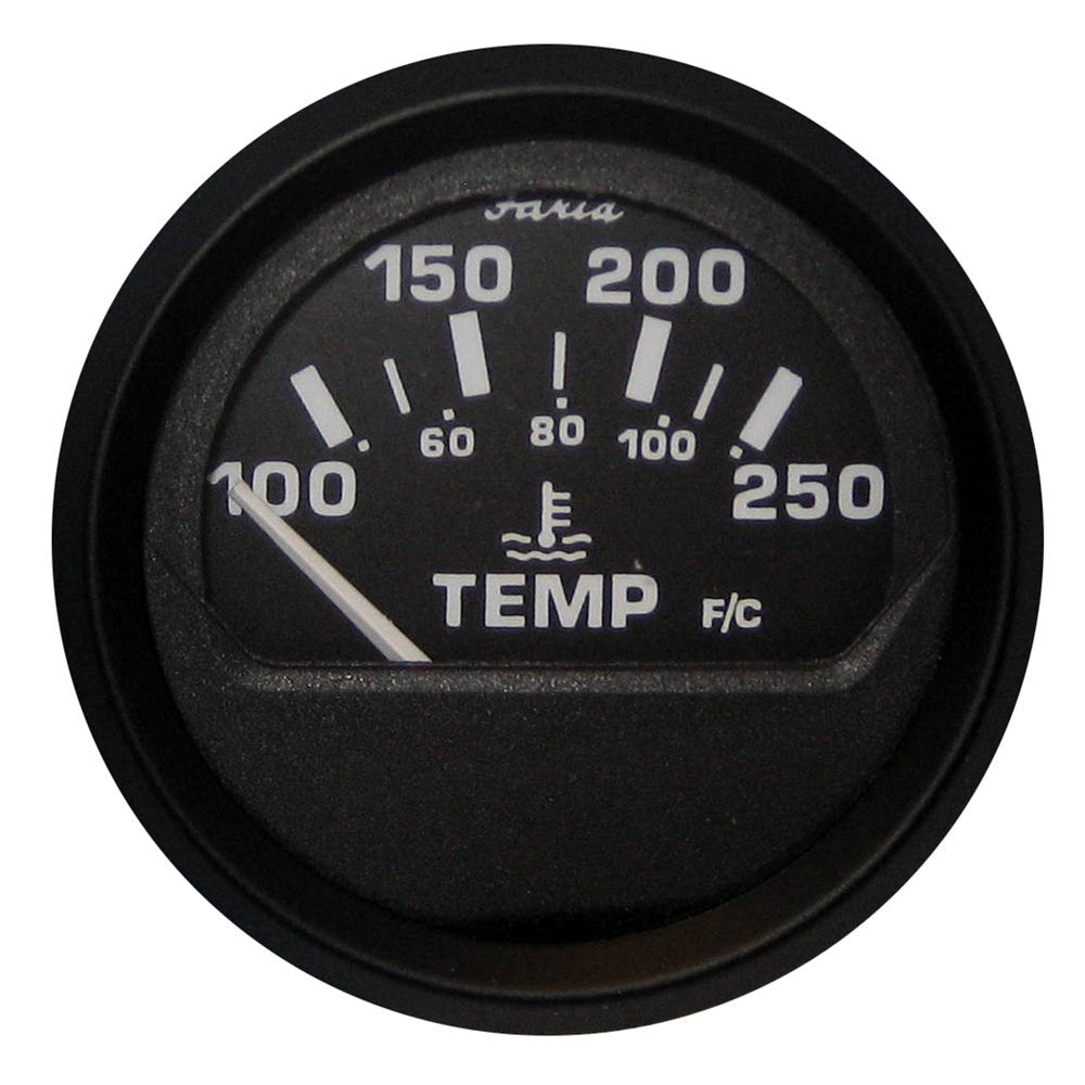 Faria Euro Black 2" Water Temperature Gauge (100-250 DegreeF) [12812] - Houseboatparts.com