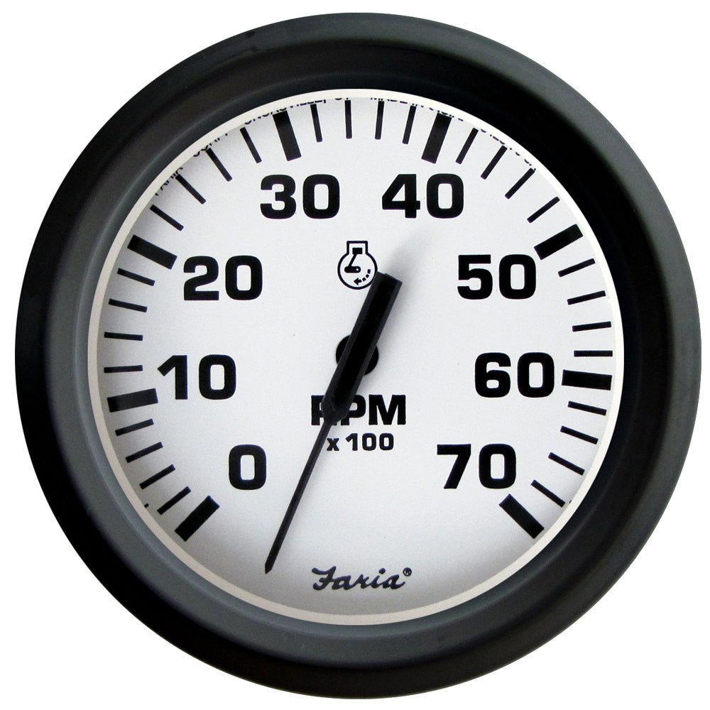 Faria Euro White 4" Tachometer 7000 RPM (Gas) (Outboards) [32905] - Houseboatparts.com