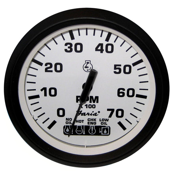 Faria Euro White 4" Tachometer w/ SystemCheck Indicator 7000 RPM (Gas) (Johnson / Evinrude Outboard) [32950] - Houseboatparts.com