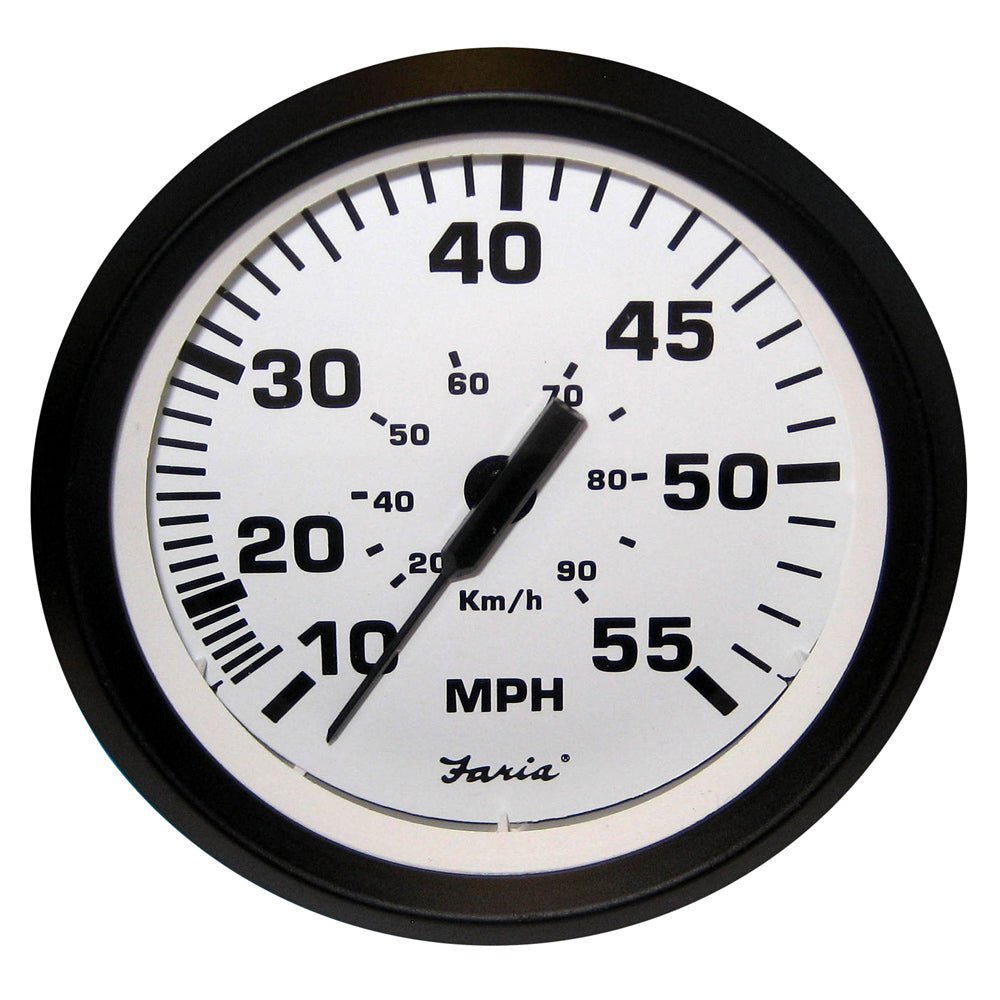 Faria Euro White 4" Speedometer - 55MPH (Pitot) [32909] - Houseboatparts.com