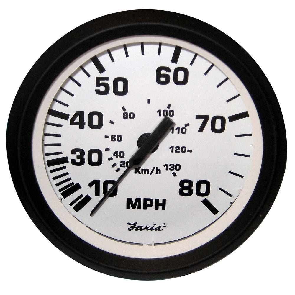 Faria Euro White 4" Speedometer - 80MPH (Pitot) [32910] - Houseboatparts.com