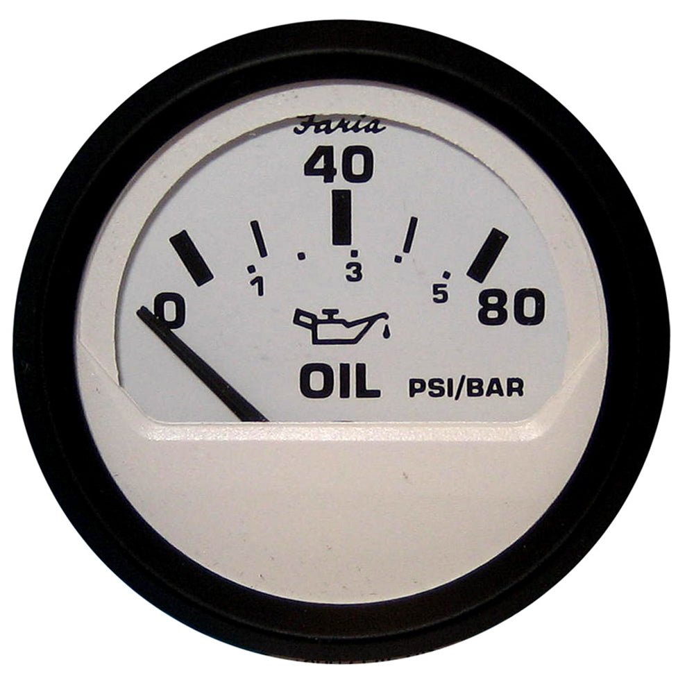 Faria Euro White 2" Oil Pressure Gauge (80 PSI) [12902] - Houseboatparts.com