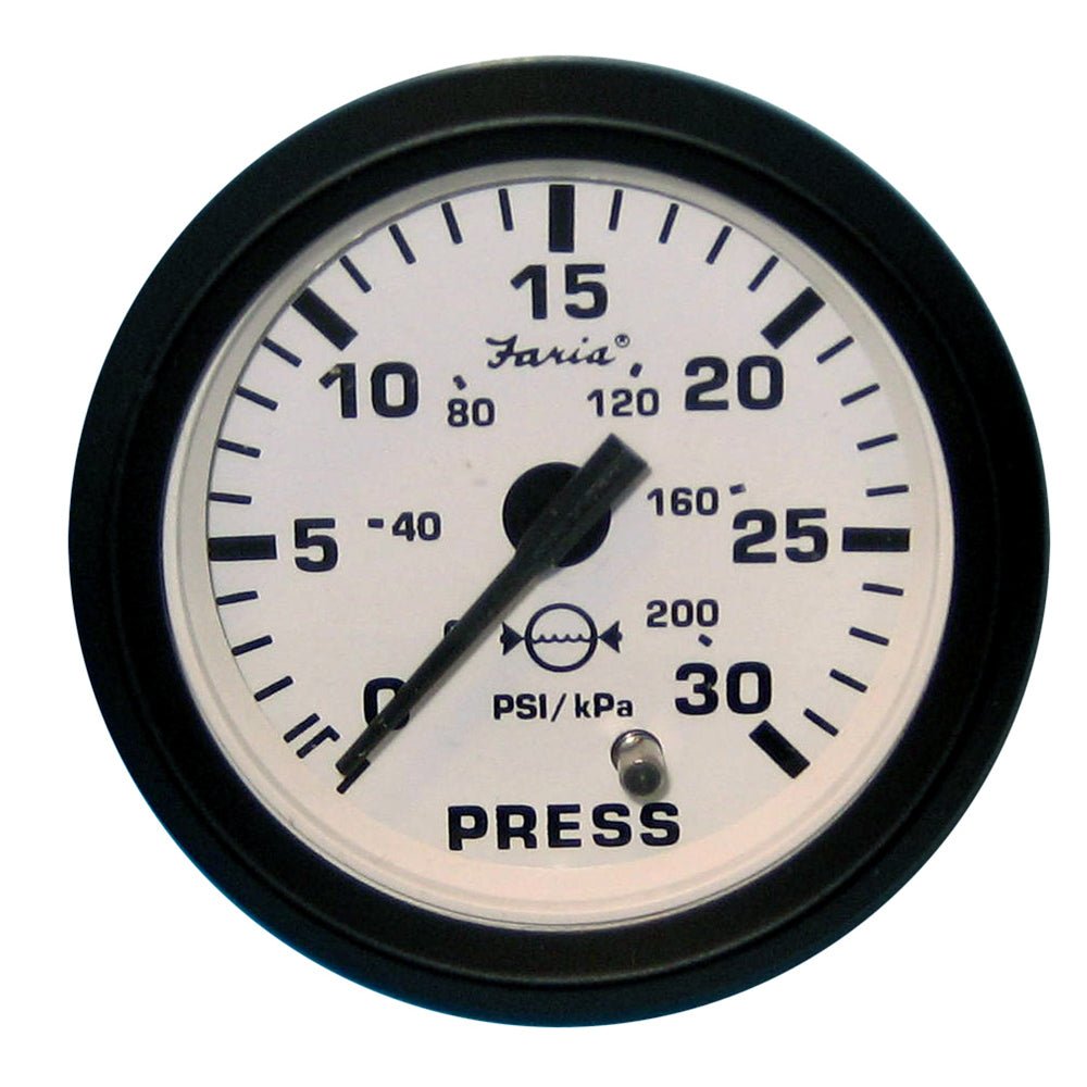 Faria Euro White 2" Water Pressure Gauge (30 PSI) [12903] - Houseboatparts.com