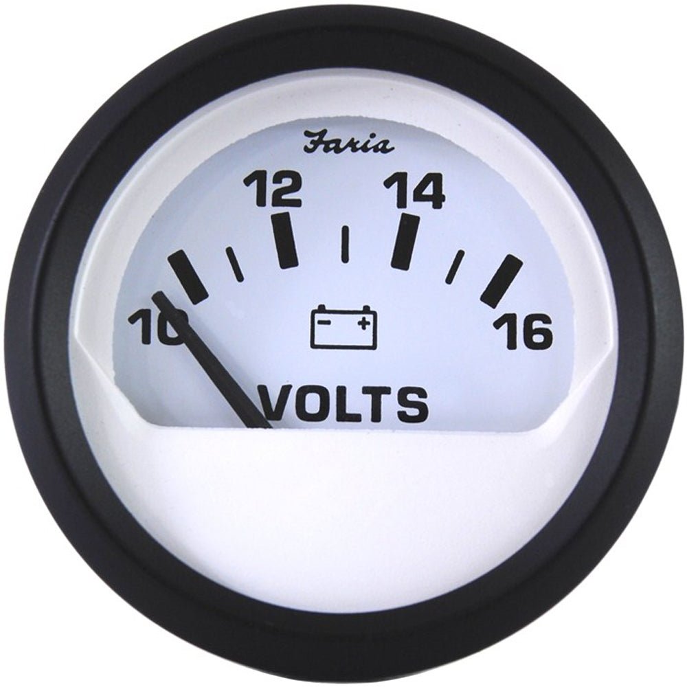 Faria Euro White 2" Voltmeter (10-16 VDC) [12911] - Houseboatparts.com