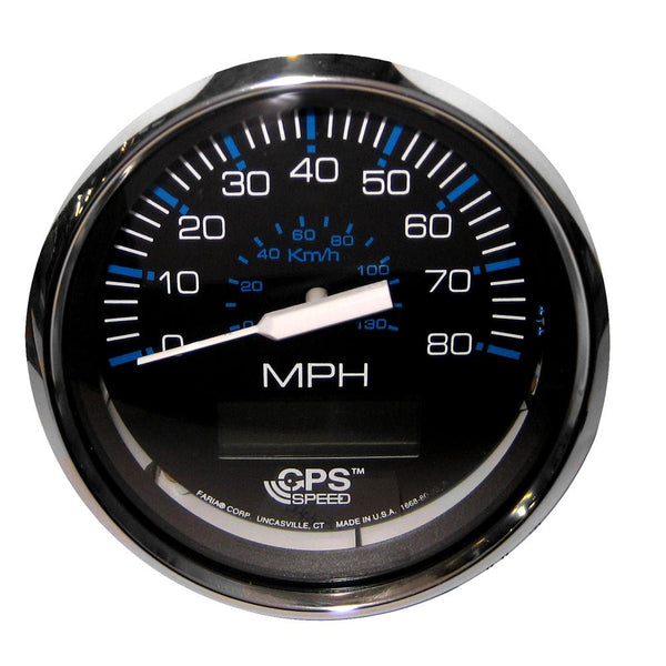 Faria Chesapeake Black 4" Speedometer w/ LCD Heading Display - 80MPH (GPS) [33730] - Houseboatparts.com