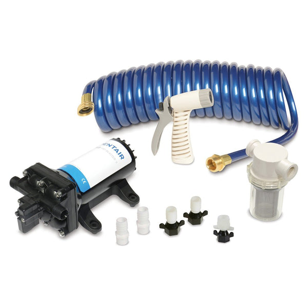 Shurflo by Pentair PRO WASHDOWN KIT II Ultimate - 12 VDC - 5.0 GPM - Includes Pump, Fittings, Nozzle, Strainer, 25 Hose [4358-153-E09] - Houseboatparts.com