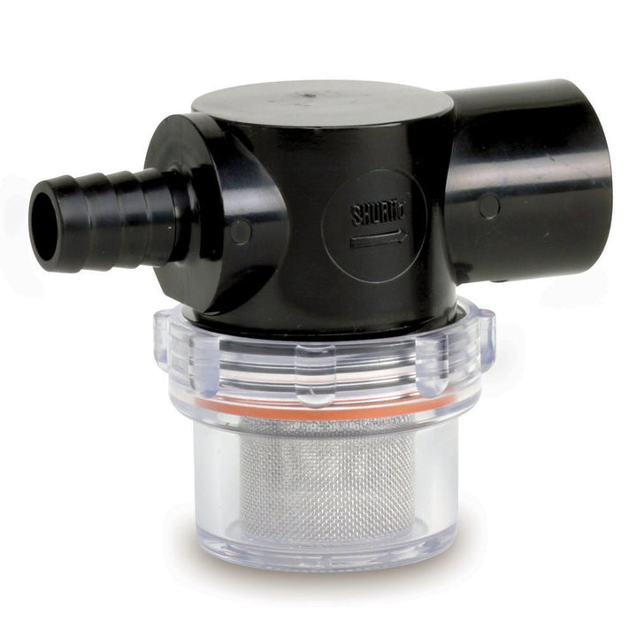 Shurflo by Pentair Twist-On Water Strainer - 1/2" Barb Inlet - Clear Bowl [255-323] - Houseboatparts.com