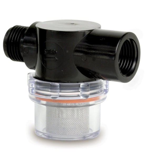 Shurflo by Pentair Twist-On Water Strainer - 1/2" Pipe Inlet - Clear Bowl [255-313] - Houseboatparts.com