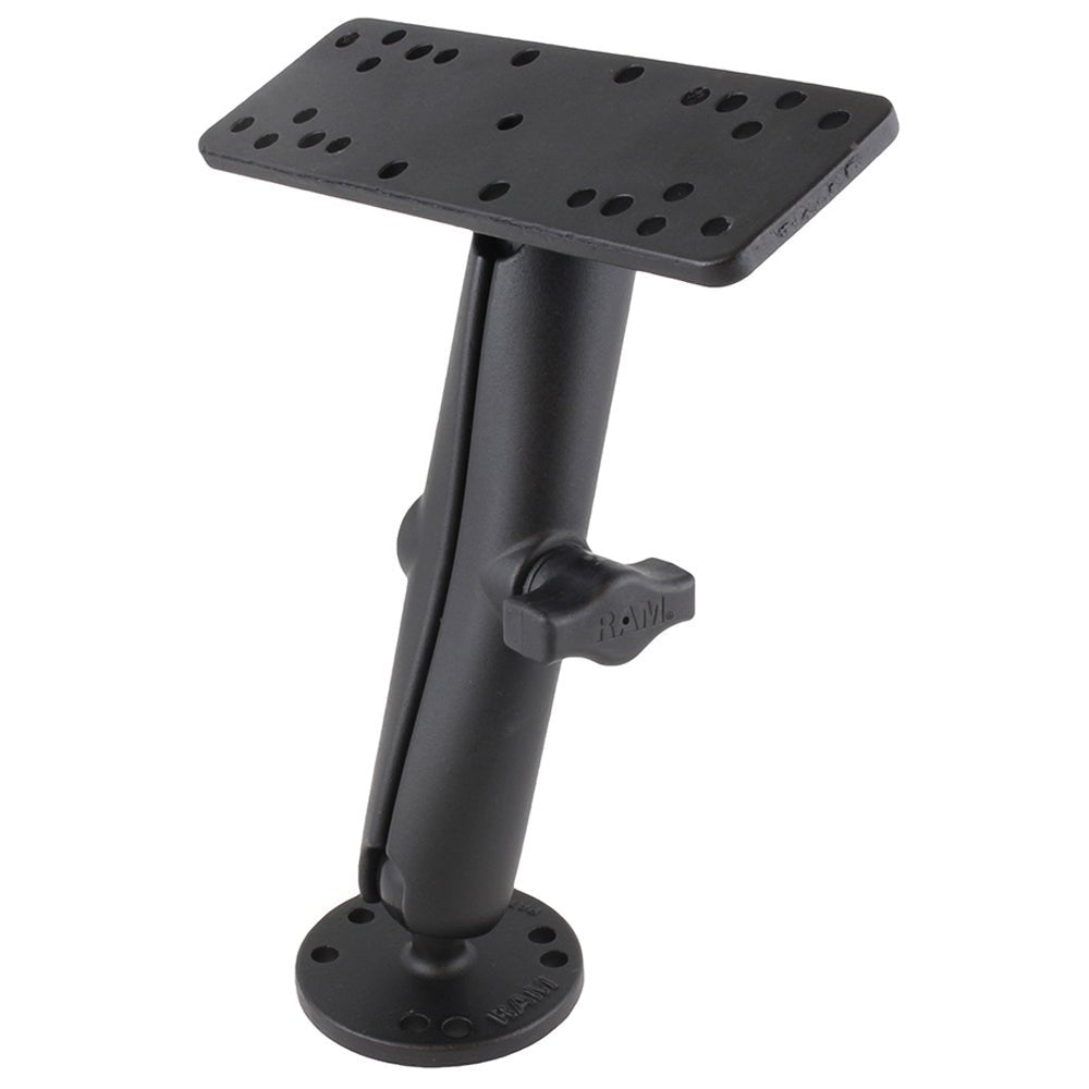 RAM Mount 1" Diameter Ball Mount w/Long Double Socket Arm, 6.25" x 2" Rectangle Base & 2.5" Round Base (AMPS Pattern) [RAM-B-111U-C] - Houseboatparts.com