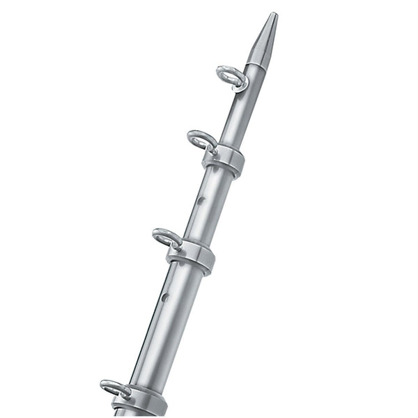TACO 8' Center Rigger Pole - Silver w/Silver Rings & Tip - 1-1/8" Butt End Diameter [OC-0422VEL8] - Houseboatparts.com