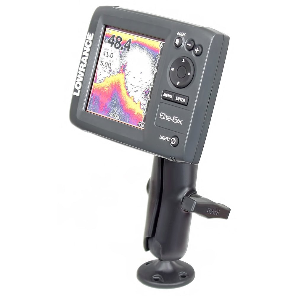 RAM Mount 1.5" Ball "Rugged Use" Composite Mount f/Lowrance Elite-5 & Mark-5 Series Fishfinders [RAP-101U-LO11] - Houseboatparts.com