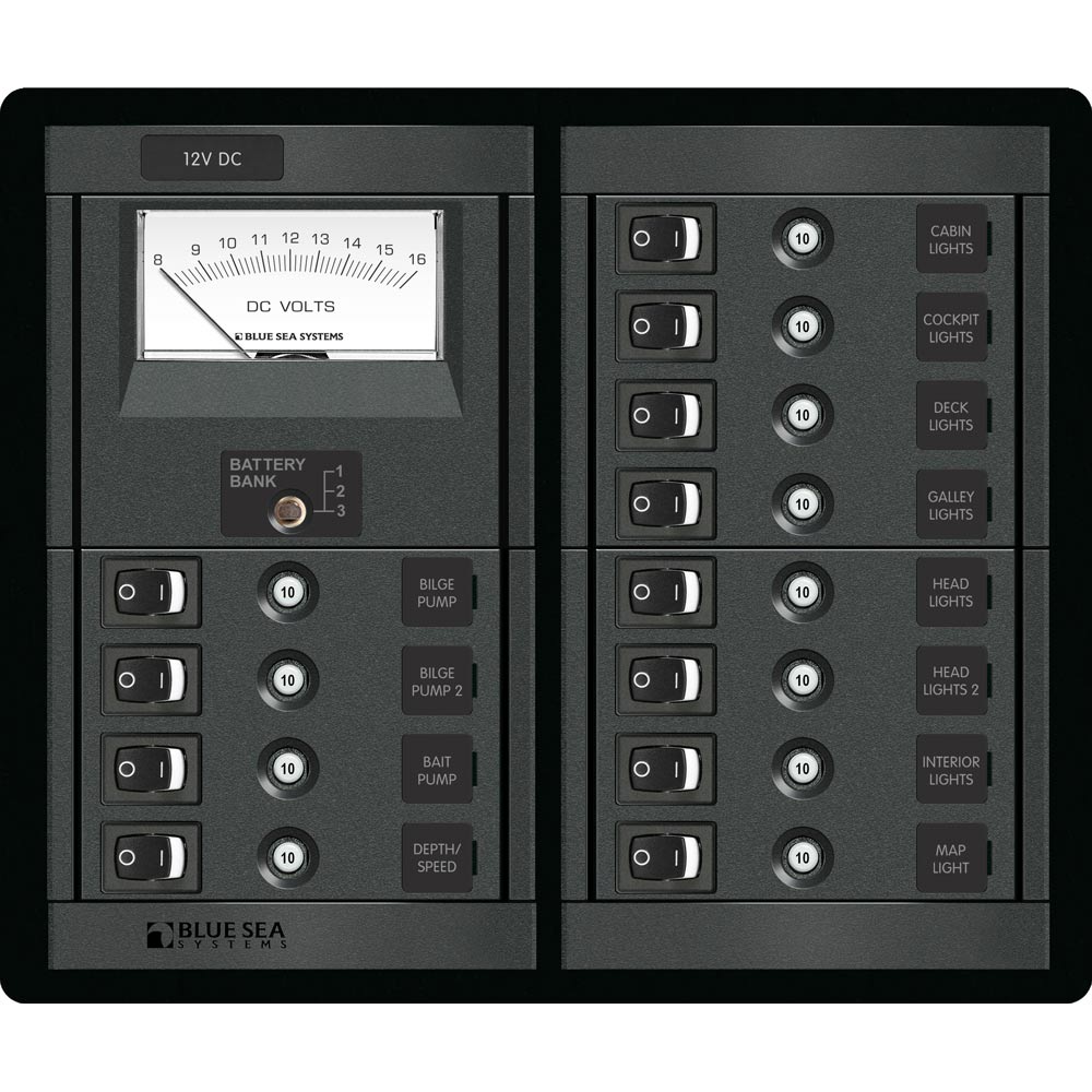 Blue Sea 1464 12 Position Switch CLB + Meter Square [1464] - Houseboatparts.com