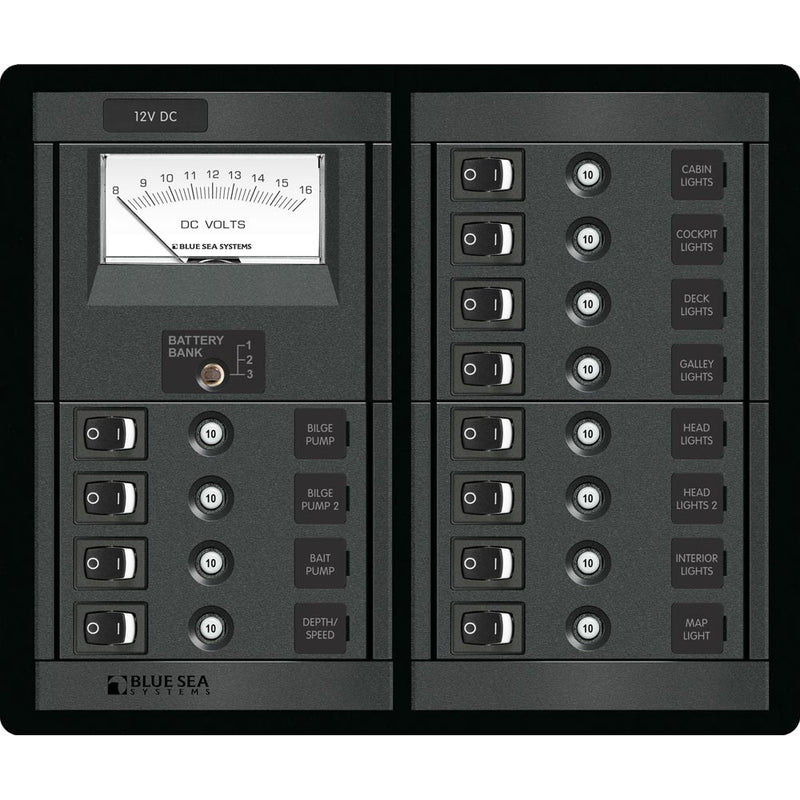 Blue Sea 1464 12 Position Switch CLB + Meter Square [1464] - Houseboatparts.com