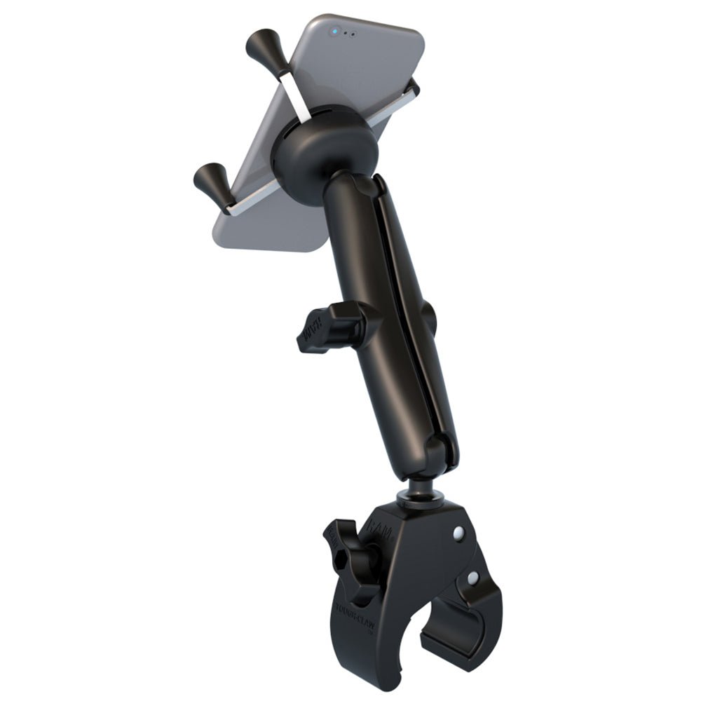 RAM Mount Universal Tough-Claw Base w/Long Double Socket Arm & Universal X-Grip Cell/iPhone Cradle [RAM-B-400-C-UN7U] - Houseboatparts.com