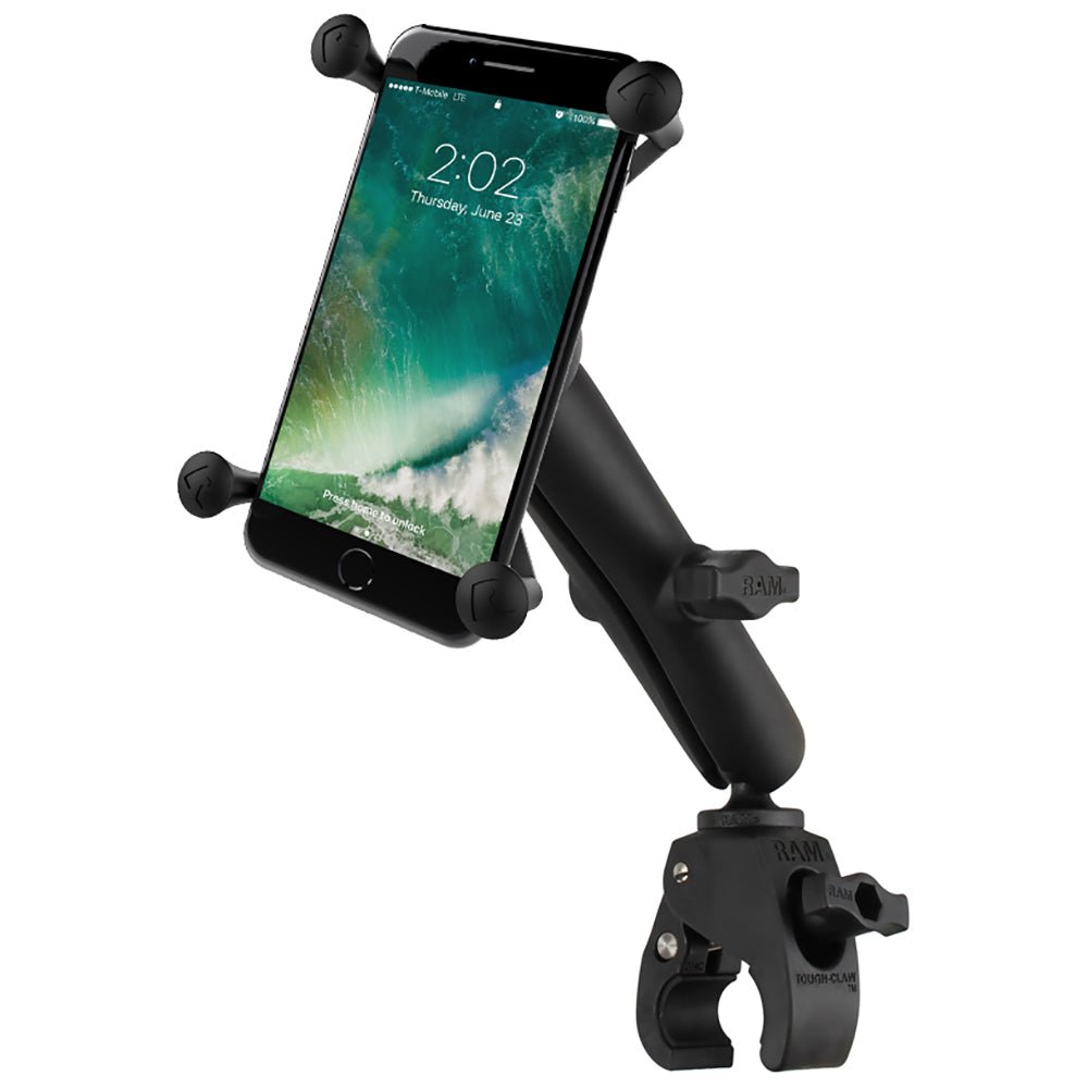 RAM Mount Tough-Claw Base w/Long Double Socket Arm & Universal X-Grip IV f/Large Phone/Phablet Cradle [RAM-B-400-C-UN10U] - Houseboatparts.com