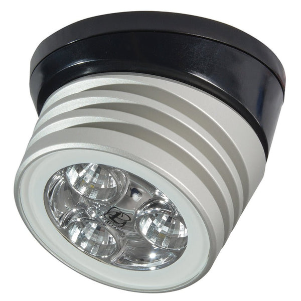 Lumitec Zephyr LED Spreader/Deck Light -Brushed, Black Base - White Non-Dimming [101326] - Houseboatparts.com
