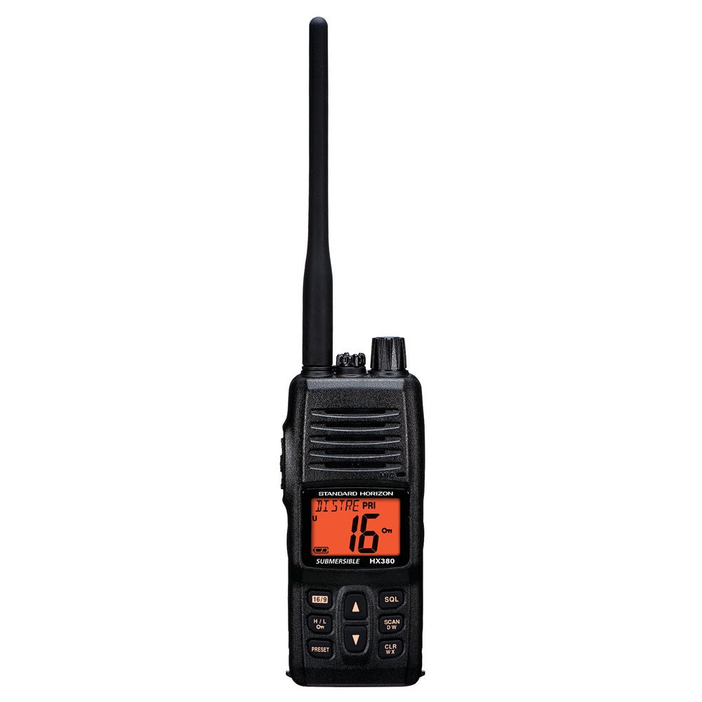 Standard Horizon HX380 5W Commercial Grade Submersible IPX-7 Handheld VHF Radio w/LMR Channels [HX380] - Houseboatparts.com