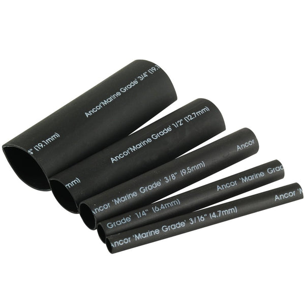 Ancor Adhesive Lined Heat Shrink Tubing Kit - 8-Pack, 3", 20 to 2/0 AWG, Black [301503] - Houseboatparts.com