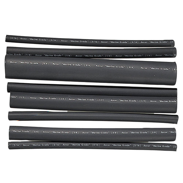 Ancor Adhesive Lined Heat Shrink Tubing - Assorted 8-Pack, 6", 20-2/0 AWG, Black [301506] - Houseboatparts.com
