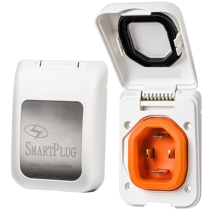 SmartPlug 50 AMP Male Non-Metallic Inlet Cover - White [BM50PW] - Houseboatparts.com