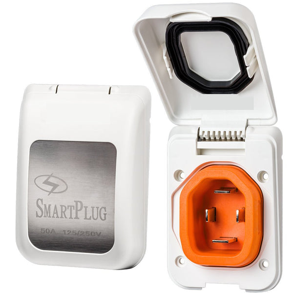 SmartPlug 50 AMP Male Non-Metallic Inlet Cover - White [BM50PW] - Houseboatparts.com
