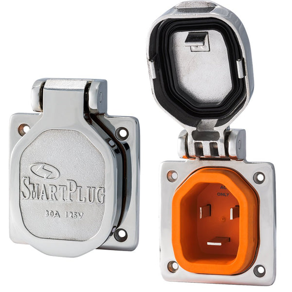 SmartPlug 30 AMP Male Inlet Cover - Stainless Steel [BM30NT] - Houseboatparts.com