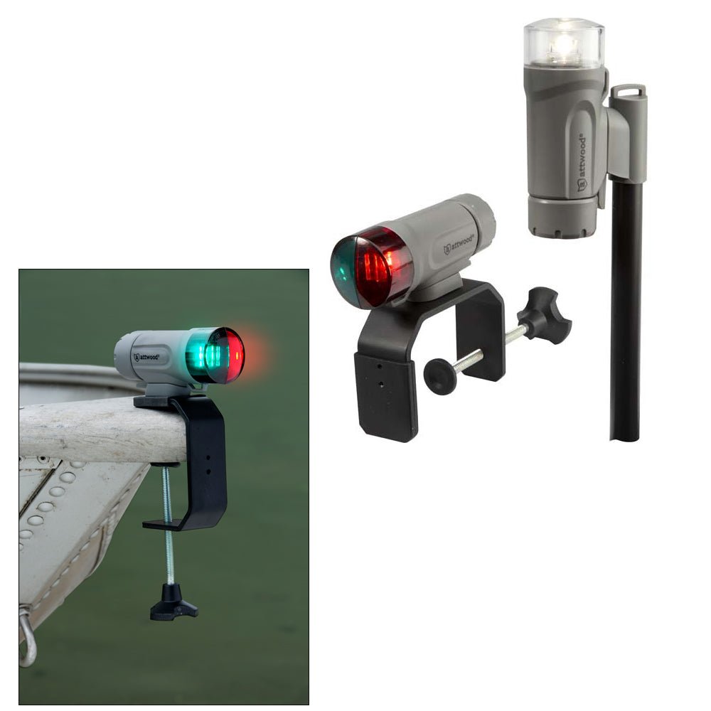 Attwood PaddleSport Portable Navigation Light Kit - C-Clamp, Screw Down or Adhesive Pad - Gray [14194-7] - Houseboatparts.com