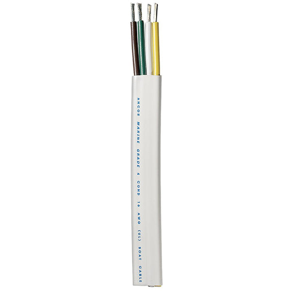 Ancor Trailer Cable - 16/4 AWG - Yellow/White/Green/Brown - Flat - 100' [154010] - Houseboatparts.com