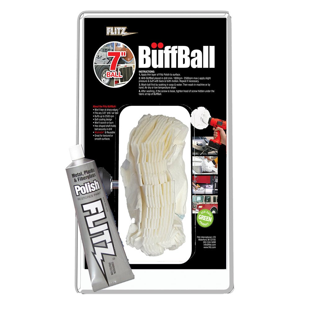 Flitz Buff Ball - Extra Large 7" - White w/1.76oz Tube Flitz Polish [WB 201-50] - Houseboatparts.com