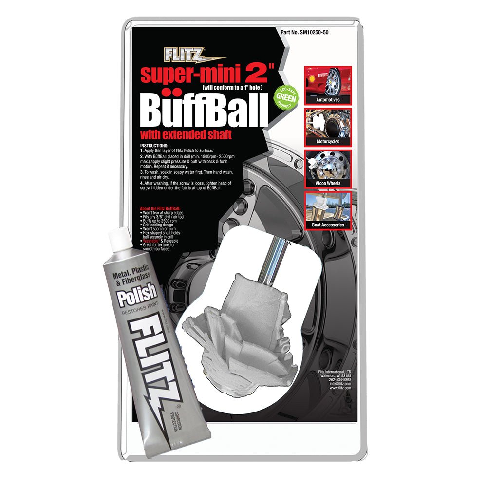 Flitz Buff Ball - Super Mini 2" - White w/1.76oz Tube Flitz Polish [SM 10250-50] - Houseboatparts.com