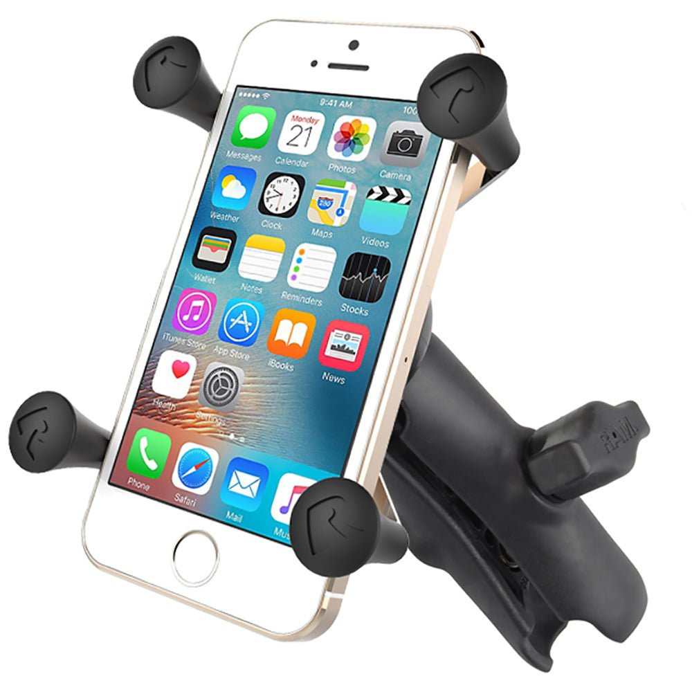 RAM Mount Universal X-Grip Cell Phone Cradle w/Double Socket Arm [RAP-HOL-UN7B-201U] - Houseboatparts.com