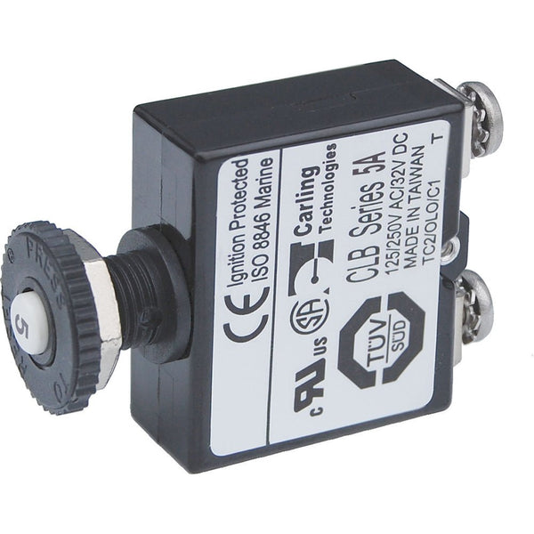 Blue Sea Push Button Reset Only Screw Terminal Circuit Breaker - 5 Amps [2130] - Houseboatparts.com
