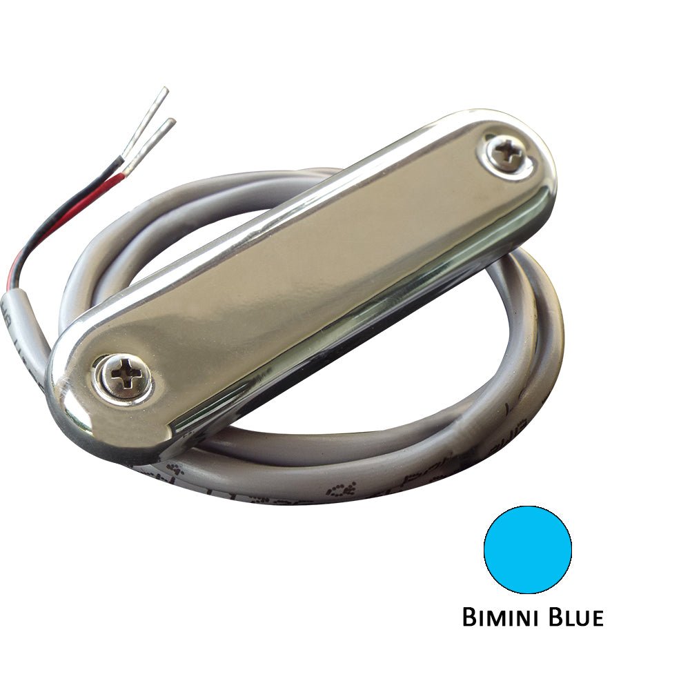 Shadow-Caster Courtesy Light w/2' Lead Wire - 316 SS Cover - Bimini Blue - 4-Pack [SCM-CL-BB-SS-4PACK] - Houseboatparts.com