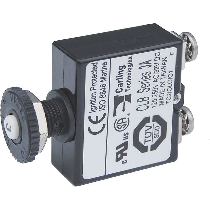 Blue Sea Push Button Reset Only Screw Terminal Circuit Breaker - 3 Amps [2129] - Houseboatparts.com