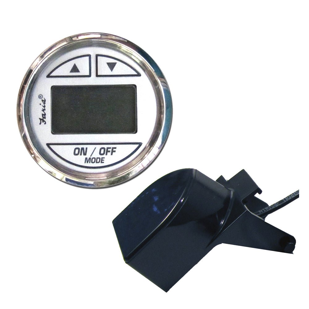 Faria Chesapeake White SS 2" Depth Sounder w/Transom Mount Transducer [13850] - Houseboatparts.com