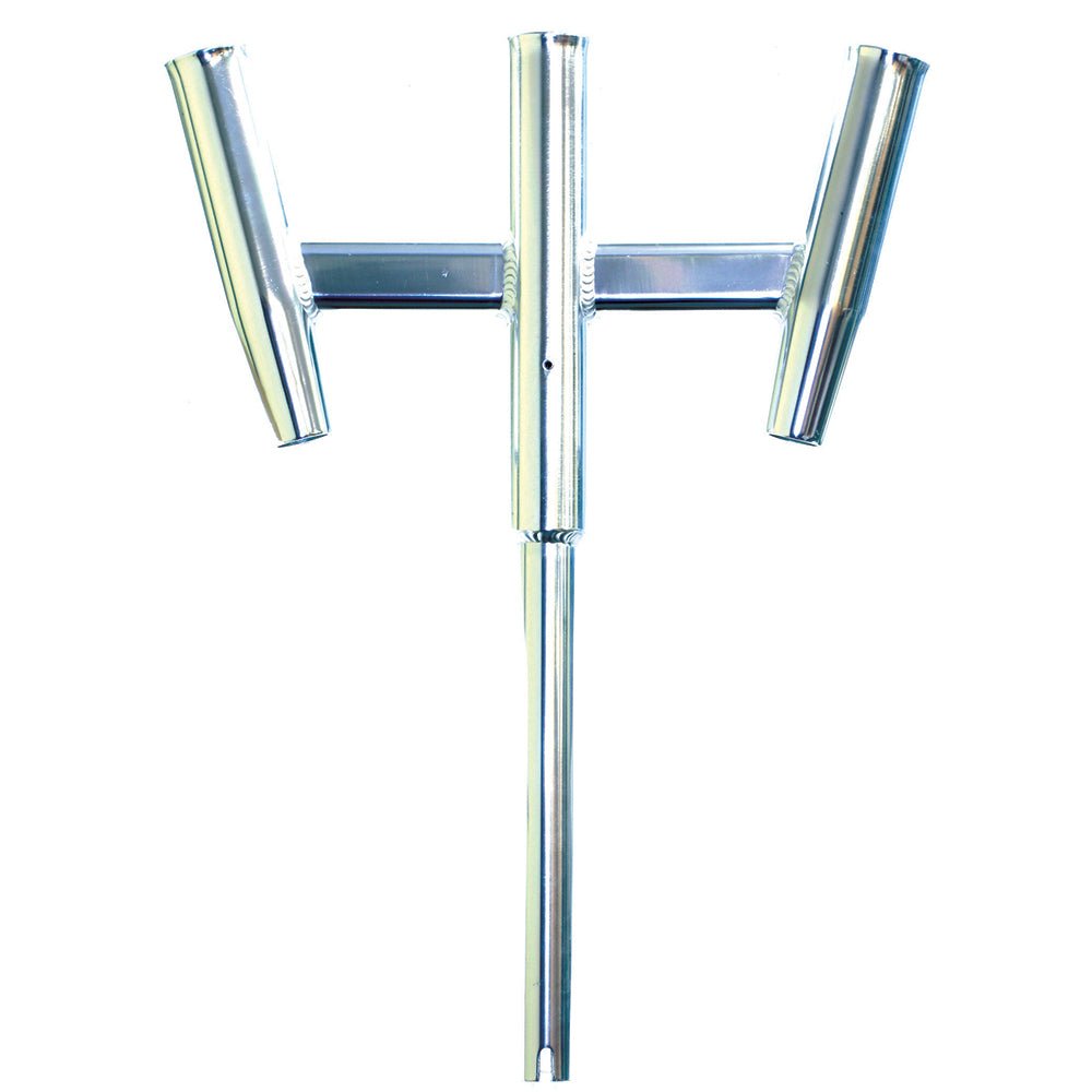 Tigress Triple Aluminum Kite Rod Holder - Straight Butt - Polished [88159] - Houseboatparts.com