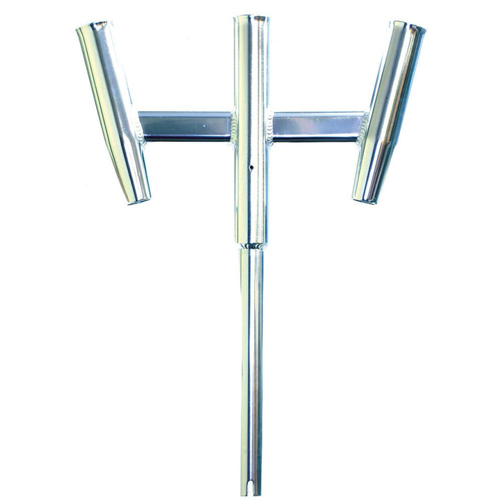 Tigress Triple Aluminum Kite Rod Holder - Straight Butt - Polished [88159] - Houseboatparts.com