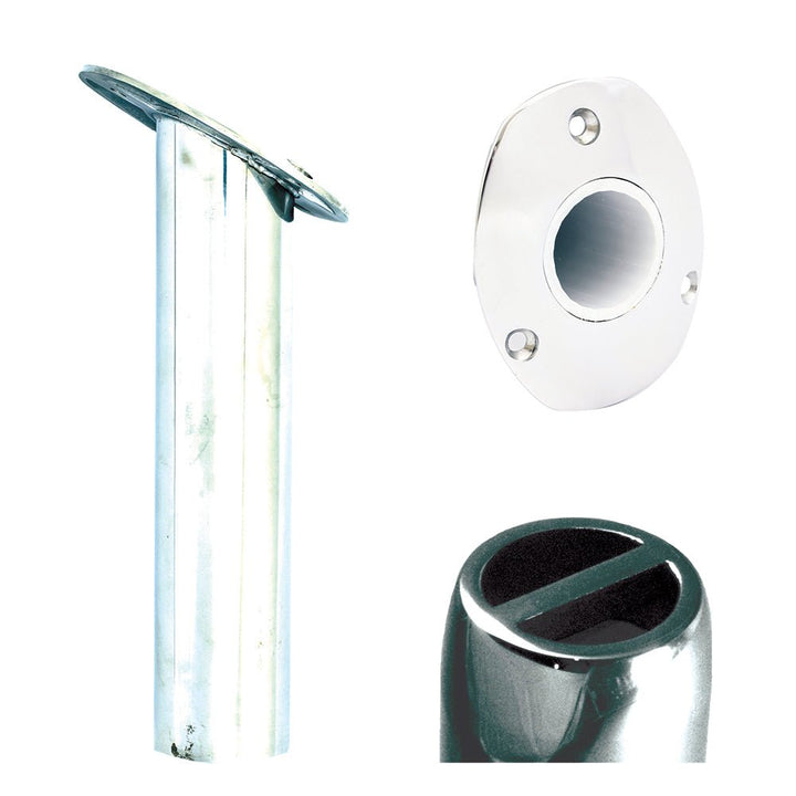Tigress Oval Head SS Gunnel Mount Rod Holder - 30 Degree - 9" [88525] - Houseboatparts.com