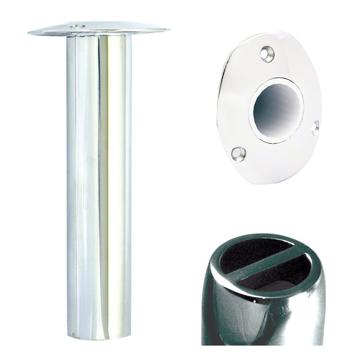 Tigress Oval Head SS Gunnel Mount Rod Holder - 0 Degree - 9" [88527] - Houseboatparts.com