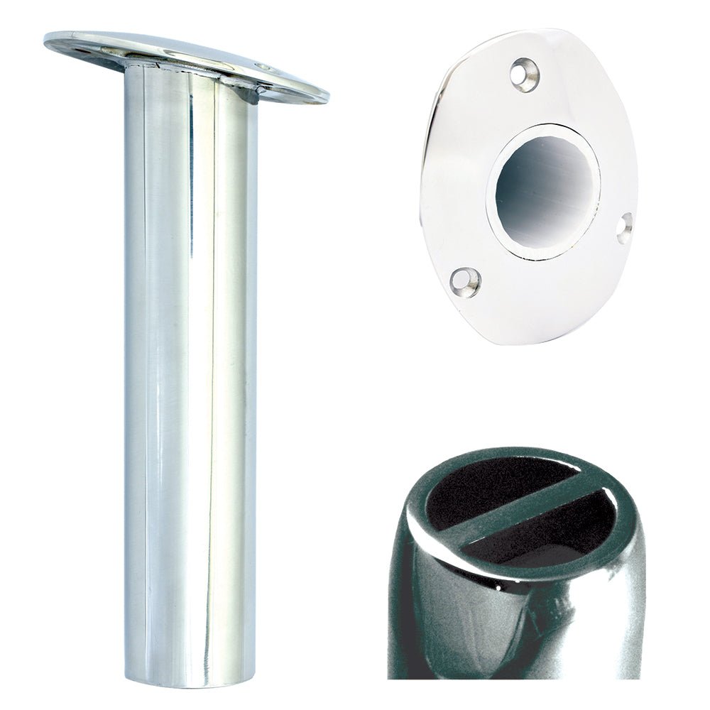 Tigress Oval Head SS Gunnel Mount Rod Holder - 15 Degree - 9" [88529] - Houseboatparts.com