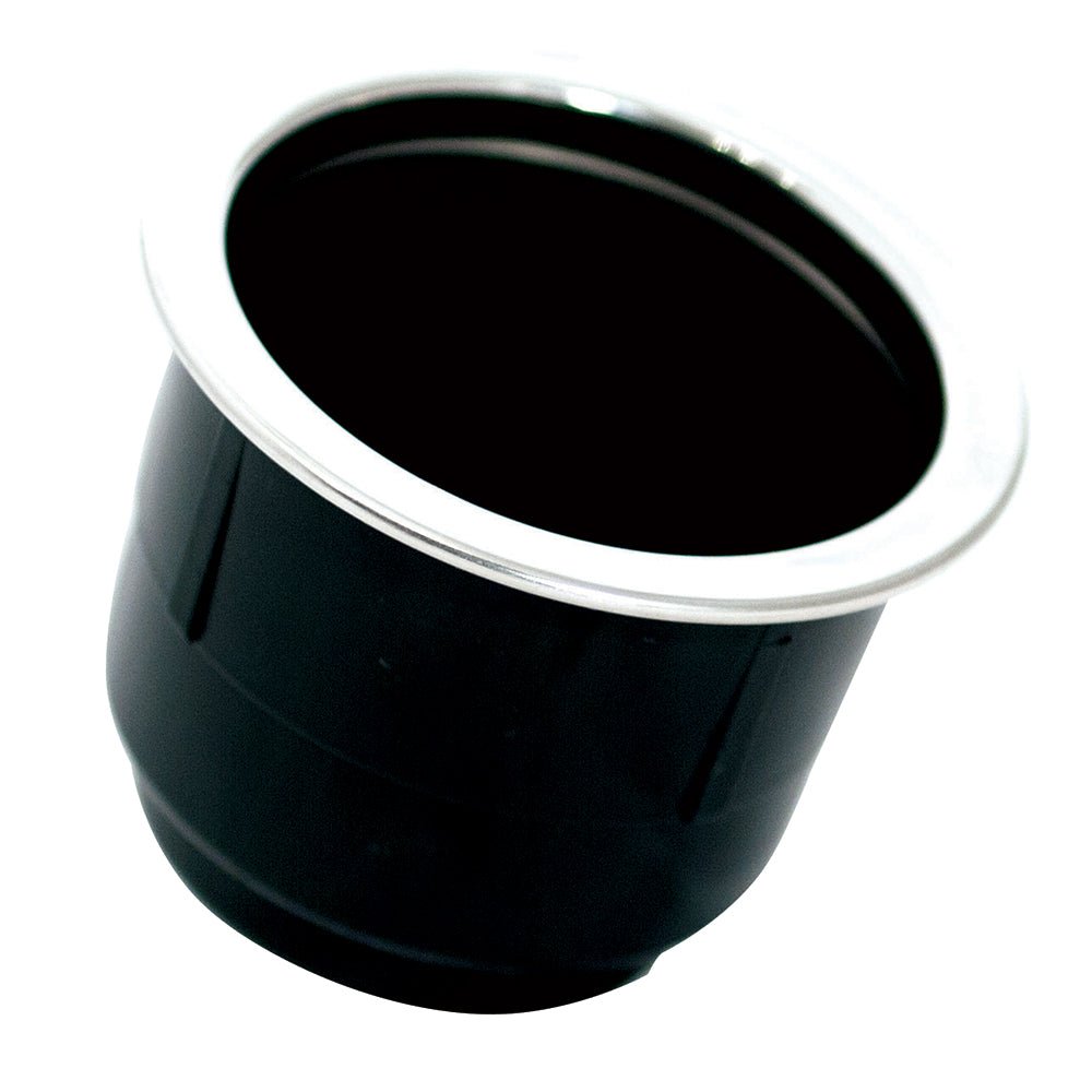Tigress Black Plastic Cup Holder Insert w/SS Ring On Top [PCHE - BP] - Houseboatparts.com